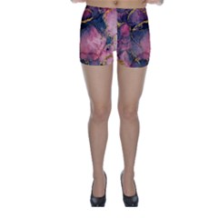 Pink Texture Resin Skinny Shorts by Vaneshop