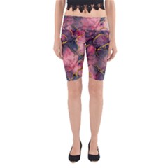 Pink Texture Resin Yoga Cropped Leggings