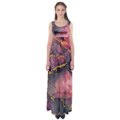 Pink Texture Resin Empire Waist Maxi Dress by Vaneshop