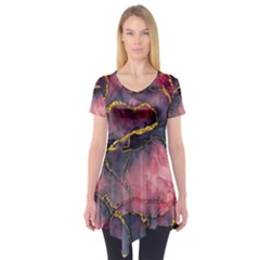 Pink Texture Resin Short Sleeve Tunic 