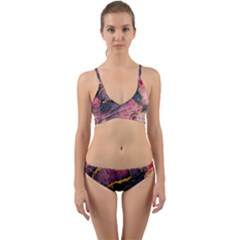 Pink Texture Resin Wrap Around Bikini Set