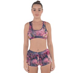 Pink Texture Resin Racerback Boyleg Bikini Set by Vaneshop