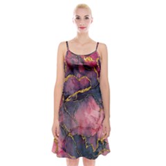 Pink Texture Resin Spaghetti Strap Velvet Dress by Vaneshop