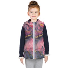 Pink Texture Resin Kids  Hooded Puffer Vest by Vaneshop