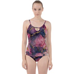 Pink Texture Resin Cut Out Top Tankini Set by Vaneshop