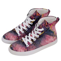 Pink Texture Resin Men s Hi-top Skate Sneakers by Vaneshop