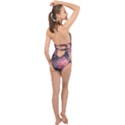 Pink Texture Resin Halter Front Plunge Swimsuit View2