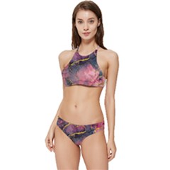 Pink Texture Resin Banded Triangle Bikini Set by Vaneshop