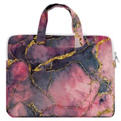 Pink Texture Resin Macbook Pro 13  Double Pocket Laptop Bag by Vaneshop