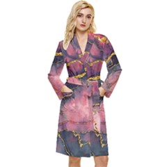 Pink Texture Resin Long Sleeve Velvet Robe by Vaneshop