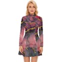 Pink Texture Resin Long Sleeve Velour Longline Dress View1