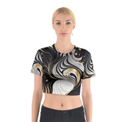 Pattern Gold Marble Cotton Crop Top by Vaneshop