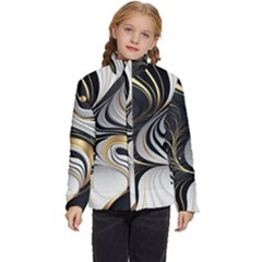 Pattern Gold Marble Kids  Puffer Bubble Jacket Coat