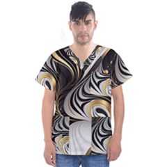 Pattern Gold Marble Men s V-neck Scrub Top