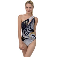 Pattern Gold Marble To One Side Swimsuit by Vaneshop