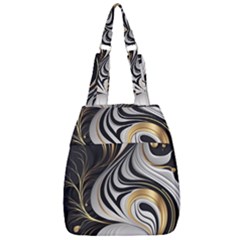 Pattern Gold Marble Center Zip Backpack by Vaneshop