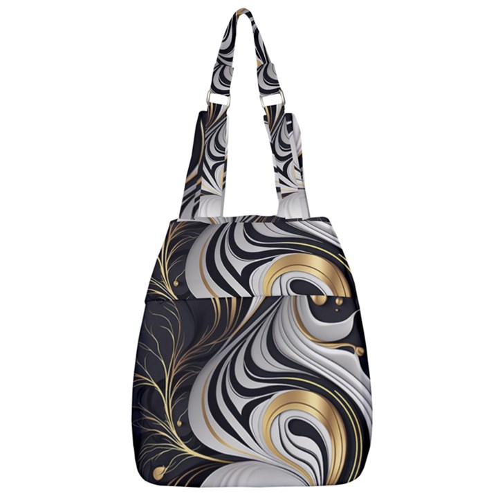 Pattern Gold Marble Center Zip Backpack