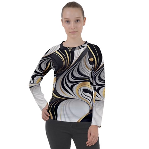 Pattern Gold Marble Women s Long Sleeve Raglan Tee by Vaneshop