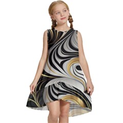 Pattern Gold Marble Kids  Frill Swing Dress by Vaneshop