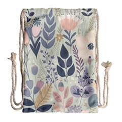 Flower Floral Pastel Drawstring Bag (large)