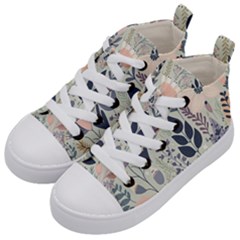 Flower Floral Pastel Kids  Mid-top Canvas Sneakers by Vaneshop