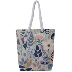 Flower Floral Pastel Full Print Rope Handle Tote (small) by Vaneshop