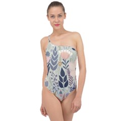 Flower Floral Pastel Classic One Shoulder Swimsuit by Vaneshop