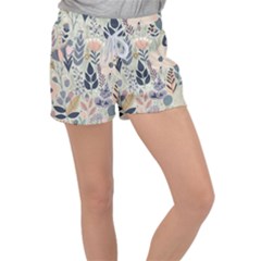 Flower Floral Pastel Women s Velour Lounge Shorts by Vaneshop