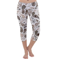 Paisley Pattern Background Graphic Capri Yoga Leggings by Vaneshop