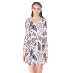 Paisley Pattern Background Graphic Long Sleeve V-neck Flare Dress by Vaneshop