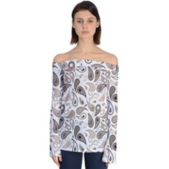 Paisley Pattern Background Graphic Off Shoulder Long Sleeve Top by Vaneshop