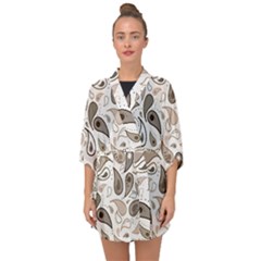 Paisley Pattern Background Graphic Half Sleeve Chiffon Kimono by Vaneshop