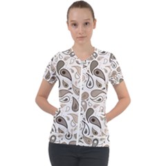 Paisley Pattern Background Graphic Short Sleeve Zip Up Jacket by Vaneshop