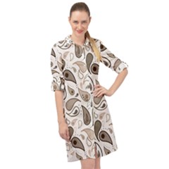 Paisley Pattern Background Graphic Long Sleeve Mini Shirt Dress by Vaneshop