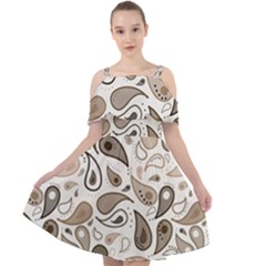 Paisley Pattern Background Graphic Cut Out Shoulders Chiffon Dress