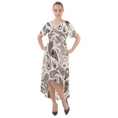 Paisley Pattern Background Graphic Front Wrap High Low Dress by Vaneshop