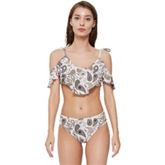 Paisley Pattern Background Graphic Ruffle Edge Tie Up Bikini Set	 by Vaneshop