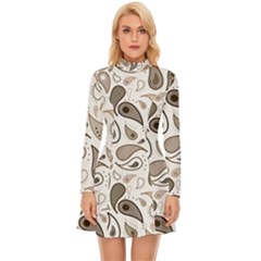 Paisley Pattern Background Graphic Long Sleeve Velour Longline Dress