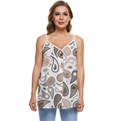 Paisley Pattern Background Graphic Casual Spaghetti Strap Chiffon Top