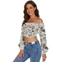 Paisley Pattern Background Graphic Long Sleeve Crinkled Weave Crop Top View2