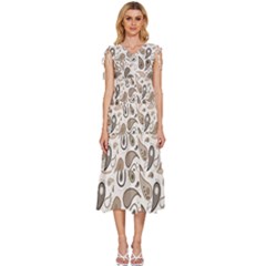 Paisley Pattern Background Graphic V-neck Drawstring Shoulder Sleeveless Maxi Dress