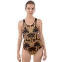 Camel Palm Tree Cut-Out Back One Piece Swimsuit View1