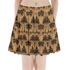 Camel Palm Tree Pleated Mini Skirt by Vaneshop