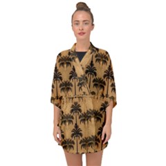 Camel Palm Tree Half Sleeve Chiffon Kimono by Vaneshop