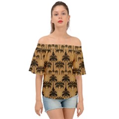 Camel Palm Tree Off Shoulder Short Sleeve Top by Vaneshop