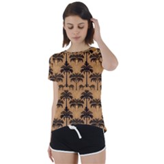 Camel Palm Tree Short Sleeve Open Back Tee by Vaneshop