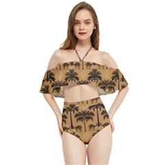 Camel Palm Tree Halter Flowy Bikini Set  by Vaneshop