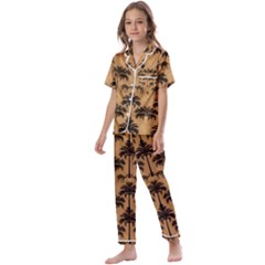 Camel Palm Tree Kids  Satin Short Sleeve Pajamas Set by Vaneshop