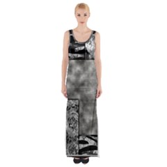 Background Pattern Geometric Design Thigh Split Maxi Dress by Vaneshop