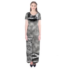 Background Pattern Geometric Design Short Sleeve Maxi Dress by Vaneshop